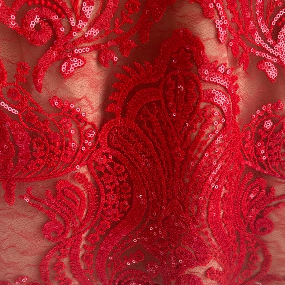 NWT Free People Red Sequin Embroidered Slip Dress - Picture 6 of 8